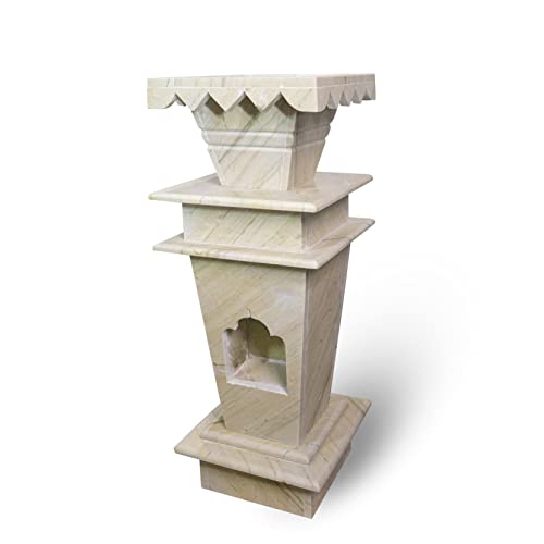 HANDICRAFT BAZAAR Marble Tulsi Pot for Home|Tulsi Marble Planter for Roof, Porch, Balcony, Off-White