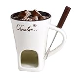 Schokoladen Hot Pot Becher, 8.3 * 11CM Keramik Schokoladenfondue Tasse, Tragbarer Schokofondue Tasse Inklusive Gabel Und Fondue Becher Set, Für Dessert, Getränke, Abendessen, Käse Dippen, Hochzeit, Pa