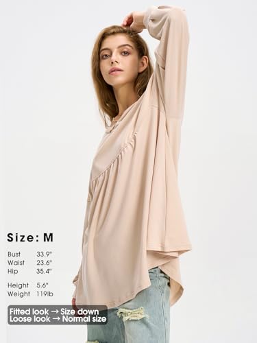 EXLURA Womens Fall Long Sleeve Shirts V Neck Casual Maternity Tops Loose Babydoll Pullover Dressy Tunic Blouse Outfits 20253