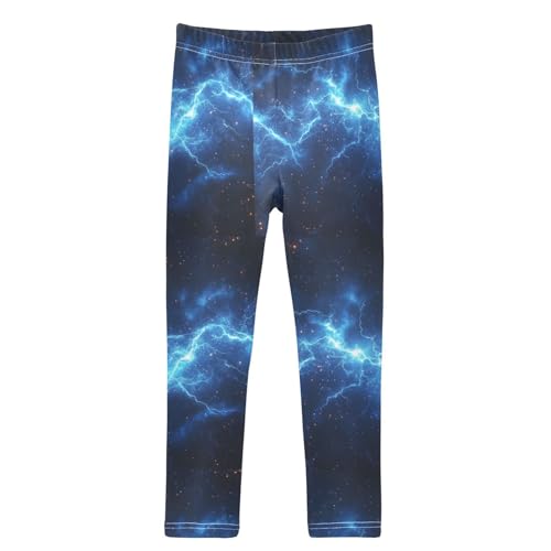 Thunderbolt Abstract Blue Lightning Girls Leggings Kids Yoga Pants Dance Active Tights 4T