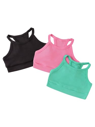 Milumia Girl's 3 Pack Tank Tops Crew Neck Racer Back Sleeveless Cropped Top - Main Image
