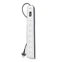 Belkin 6-Outlet Surge Protection Strip with 2M Power Cord, White/Grey, (BSV603au2M)