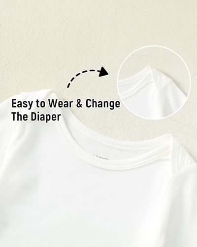 DEFAHN 2PCS Visocse from Bamboo Baby Rompers Unisex Onsies Solid Short Sleeve Baby Bodysuit 0-24 Months4