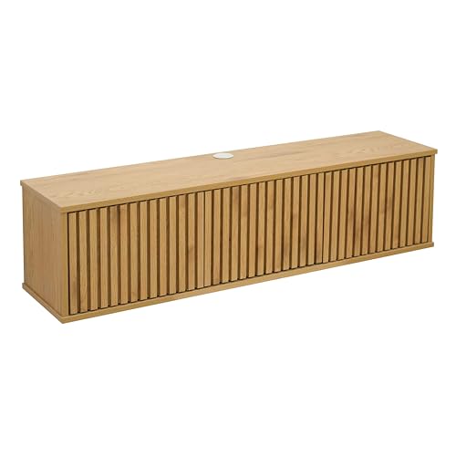 Oviala Meuble TV Suspendu 120 cm scandinave Bois Clair