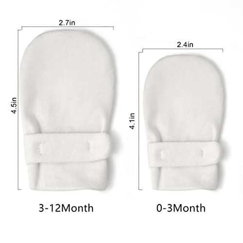 image for Reyow Newborn Baby No Scratch Mittens Stay On, 100% Cotton Breathable,