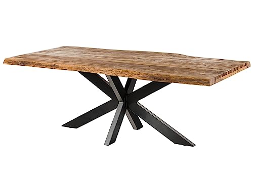 Table à Manger 260x100 en Bois de Sheesham sablé Nature Pied Central Anthracite Brillant Freeform 5