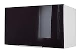 Breite - 34 cm Berlenus CH6HN Oberschrank mit Klappe, 60 cm, glänzend, Schwarz