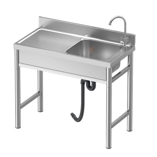Vertical single bowl stainless steel sink with integrated countertop, multifunctional