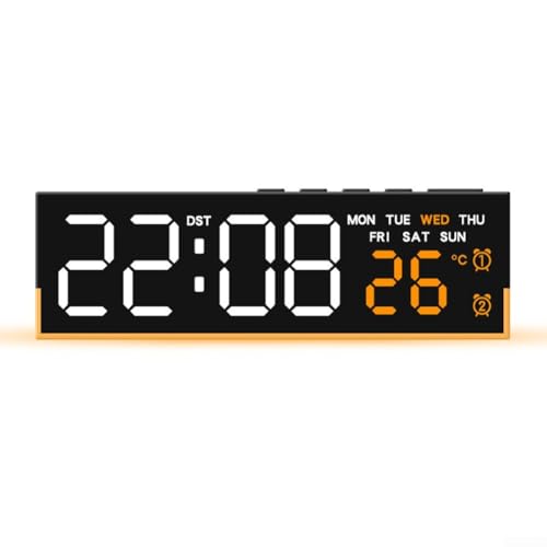 Grande timer da parete e orologio digitale, versatile orologio a LED con visualizzazione della temperatura, luminosità regolabile, per classe, palestra, ufficio, soggiorno, cucina (arancione)