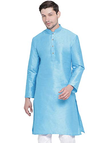 Image of VASTRAMAY Men Banarasi Silk Solid Kurta | Soft Cotton Blend Ethnic Kurta | Comfortable for Festive & Wedding Occasions