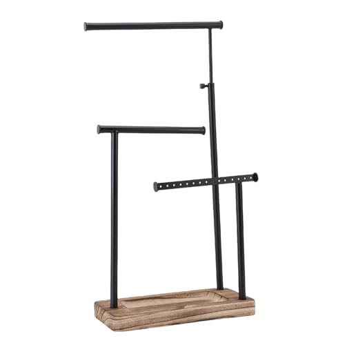 Pantalla de Joyería, Organizador de Joyas Stand Giratable T Bar 3 Tier para Pulseras