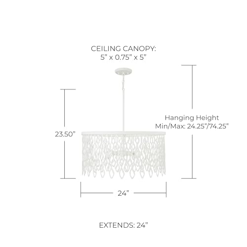 Image of Capital Lighting 352941WE Phoebe Modern Laser-Cut Adornments Lace-Like Pendant, 4-Light 240 Total Watts, 24 inch H x 24 inch W, Matte White