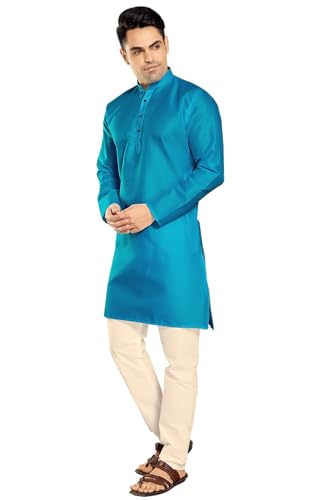 Image of DIVISIVE Men's Plain Cotton Blend Linen Slim Fit Kurta Pyjama Set