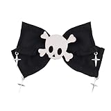 Halloween Hair Bow Clips with Skull Hair Clip for Women Halloween Costumes Accessories for Women Double Layer Bowknot Hair Clips Gothic Hair Accessories for Cosplay Accessories