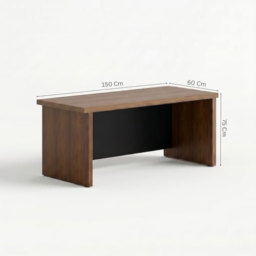 Image of TEKAVO Oris Executive Desk for Office & Home | Boss Table | Director Table for Office | Wooden Manager Cabin Desk | Without Storage Unit | 150cm Long | 25mm Thick Table top