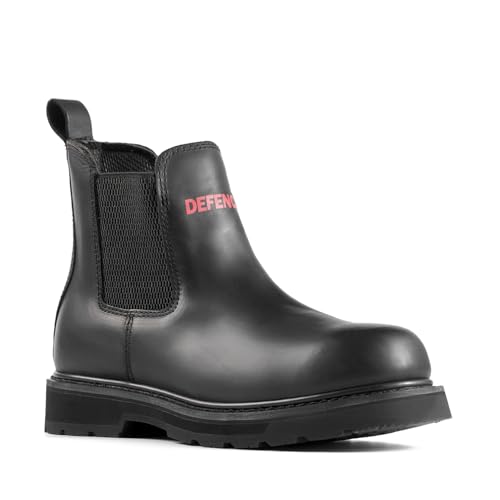 Image of Men's Slip On Work Boots, 6 Inch Soft Toe Chelsea Work Boots, ASTM F2892 EH, Slip Resistant Oil Resistant Rubber Outsole, PU Insole, Steel Shank, Black D2432