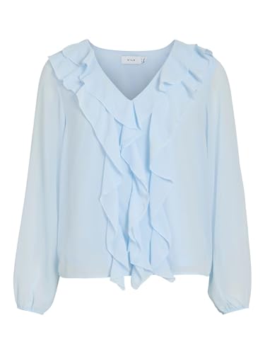 Haut à col femme VILA Viane v-neck frill top vêtements mode chic