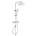 Produktbild JOHO Regendusche Duschsystem ohne Armatur, Rain Shower Duschset Überkopfbrauseset aus Edelstahl mit Ablage Chrom(Kopfbrause D20 Rund)