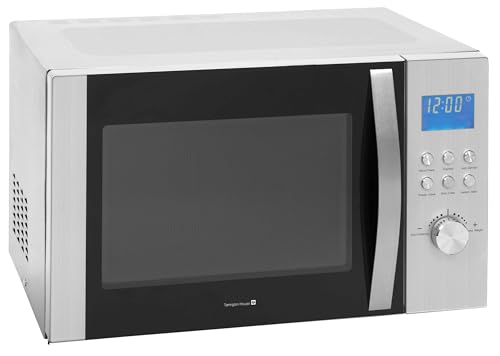 Tarrington House Microonde MWD5130, acciaio inox/vetro, 30 L, 1000 W, 230 V, 6 livelli di potenza e funzione di scongelamento, piatto girevole (ø 31,5 cm), display LED, argento, ideale per gastronomia