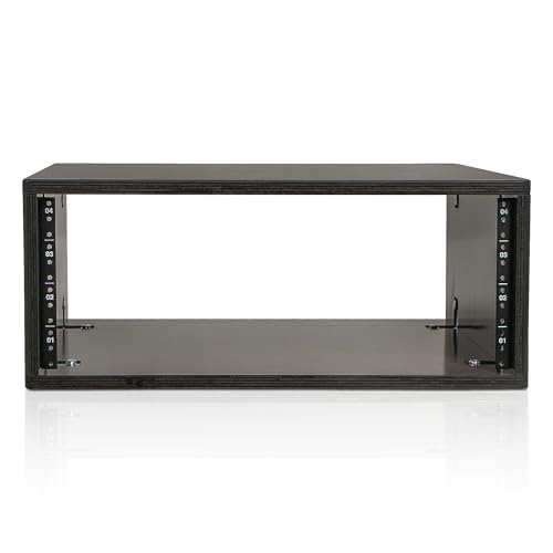 Image of Sound Town DIY 4U Desktop Studio Rack for Home Studio and Recording Room, Baltic Birch Plywood, Black Espresso (SDRK-Y4D)