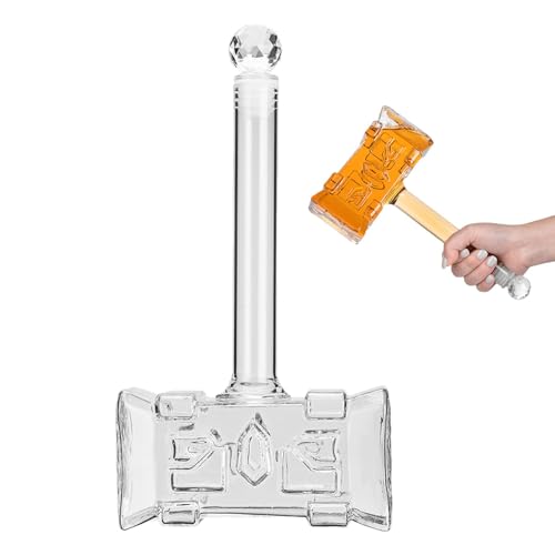 Caraffa in vetro da whisky, decanter per alcool, 400 ml, decanter per whisky a forma di martello con chiusura ermetica, bottiglia di vino, vodka, bottiglia di alcool per bourbon, whisky, liquore