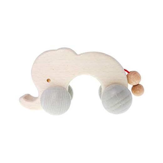 Hess Holzspielzeug 10867 - Rolli Figur aus Holz, Elefant nature, ab 3 Monate, ca. 12 x 4,5 x 6 cm, Geschenk zur Geburt oder Taufe