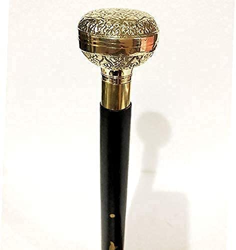 A F Handmade Vintage Solid Brass Victorian Handle Wooden 3 Fold Black Walking Stick Wood Walking Cane-image-14
