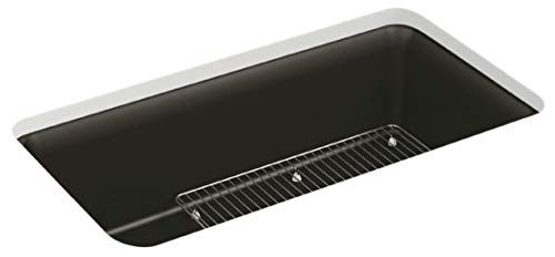 Kohler K-8206-CM1 8206-CM1 Cairn UNDERMNT SGL Basin Sink W/Rack, 36" Minimum Base Cabinet Width, Matte Black