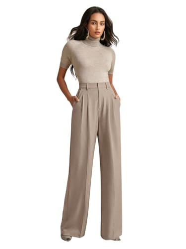 Image of KOTTY Womens Solid Straight fit Pleated Front Office Wear Pant