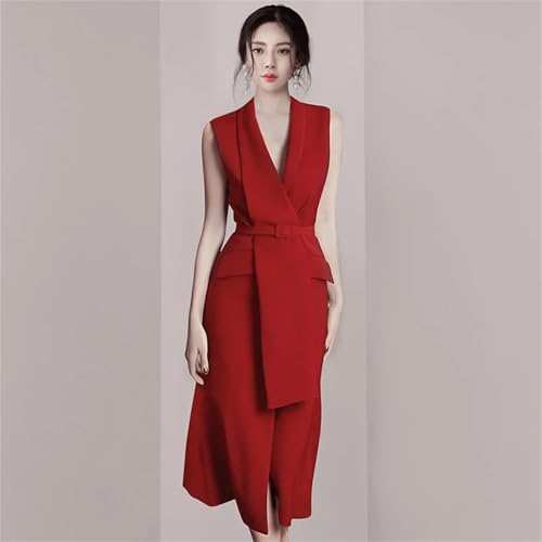 Adhdyuud Women Notched Collar Party Bodycon Dress Slim Fit Long Sleeve Office OL Belt Midi Dresses3