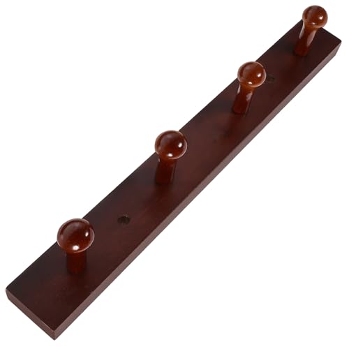 LALADEFIEE Perchero de Madera Marrón para Pared 4 Ganchos para Colgar Sombreros y Bufandas, Adecuado para Balcón y Baño, Organización Práctica y Elegante