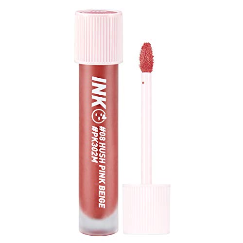 Peripera Ink Matte Blur Lip Tint | High-Pigmentation, Long-Lasting, Smudge-Resistant, Precision Tip | Hush Pink Beige (#08), 0.13 fl oz