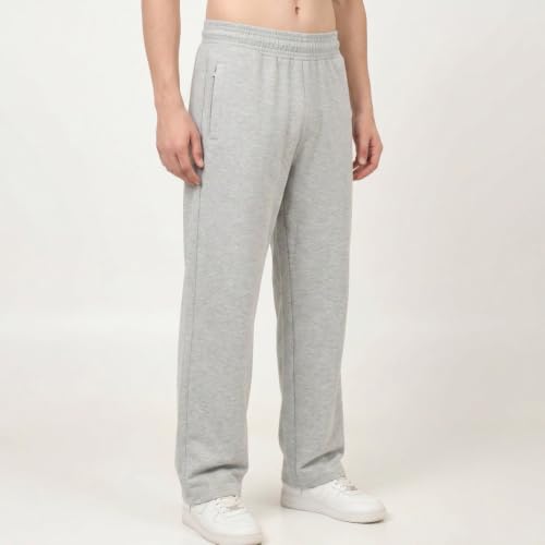 Image of MARK LOUIIS Men's Baggy Trackpants | Regular Fit Cotton Sweatpants with Drawstring Waist & Side Zipper Pockets | Oversized Casual Track Pants for Gym
