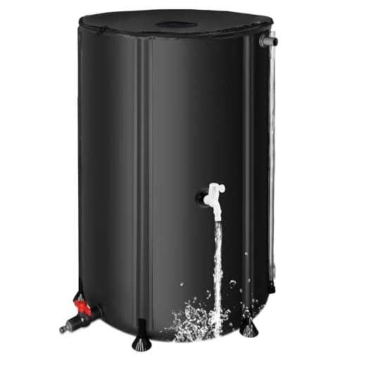 Collapsible Rain Barrel Water Collection System - 100 Gallon Portable Water Storage Tank,Foldable Rainwater Collect System Downspout, Water Catcher Container with Filter, Spigots&Overflow Kit,Black