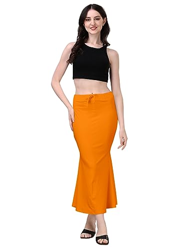 Image of Women's Saree Shapewear Petticoat, Cotton Blend Stretchable Mermaid Skirt, High Waist Tummy Control, Smooth Curve Fit with Adjustable Drawstring