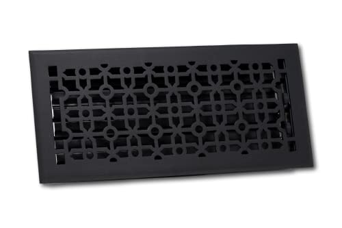 Madelyn Carter Contemporary Cathedral Style Vent Cover, Solid Cast Aluminum Interior, Controls Air Flow, 4 x 12 inches (Overall Face: 5.25 x 13.5 inches), Matte Black