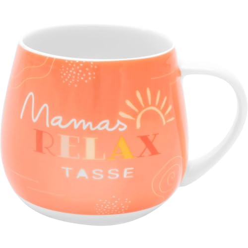 GRUSS & CO Tasse Motiv 'Mama Relax' | Teetasse, Porzellan, 43 cl, Höhe 9 cm, in Geschenk-Banderole | Geschenk für Mama, Muttertag, Geburtstag | 74116