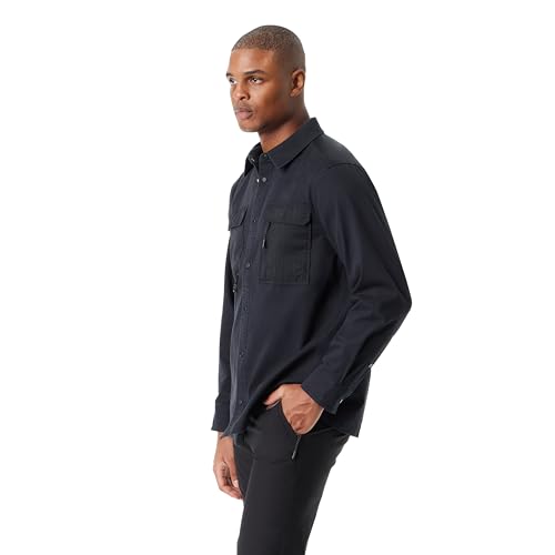 BASS OUTDOOR Men's Stretch Worker Snap Front Shacket with Double Chest Pockets Standard2