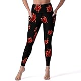 Pantalones de yoga para mujer, diseño de bandera de Canadá, con diseño de flama de arce, leggings de cintura alta, estilo casual, Estilo negro, S