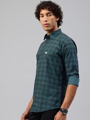 Image of Majestic Man Men Comfort Slim Fit Pure Cotton Tartan Checked Casual Shirt