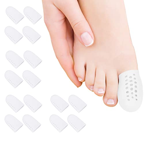 Protège Orteil en Gel, 16 Pièces Capuchons Orteils Tube Orteils silicone pour Gros Orteils, Protection Orteils soulage de douleur pour ongles incarnés, éviter les Ampoules Cors Callosités Cover
