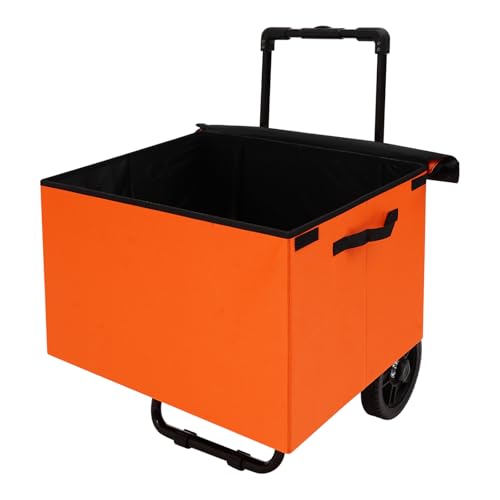 Chariot de courses pliable avec roues jusqu'à 80 kg - Grand chariot avec sac de transport pliable de 64 l - Léger et peu encombrant - Pour supermarché, camping et jardin (orange) – vue 9