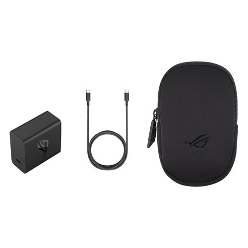 ASUS ROG Adaptateur 65 W & USB-C de 1,2 m ; Hypercharge, Chargeur de téléphone Portable avec Fonction de Charge Rapide, USB-C, avec Sac de Transport ROG, Noir