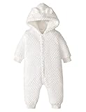 Baby Snowsuit Newborn Winter Hooded Romper Infant Fleece Outwear White 3M