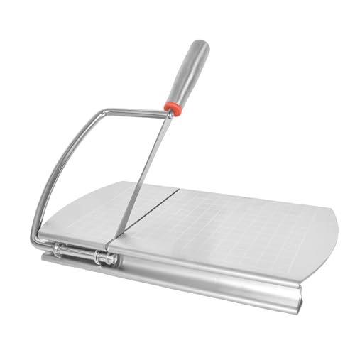 Edelstahl Käsehobel Butterschneider, Mehrzweck-Käseschneider mit Klingen, Käsehobelbrett aus Edelstahl mit Skala, Cheese-Slicer, Cheese-Cutter, für Blockkäse, Butter, Gemüse, Wurst, Kräuter, Brot