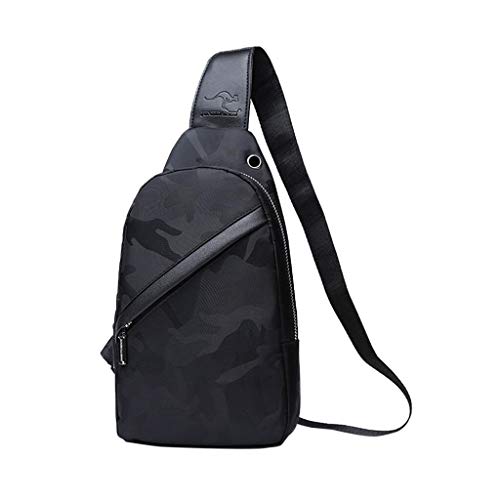Bolso Pecho Hombre  Bolsa De Deporte con Puerto USB Bolsas para Viajes Mochila de Hombro