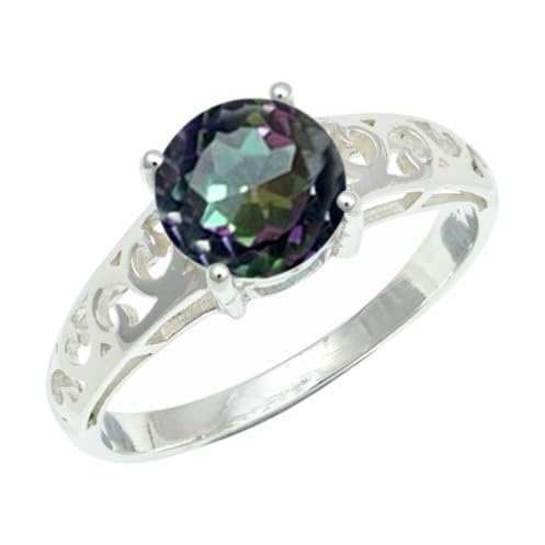 Bague en argent sterling et topaze mystique faite main toutes tailles