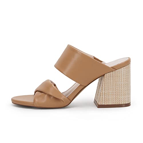 Piepiebuy Womens Heeled Sandals Two Straps Open Toe High Block Chunky Backless Slip-On Mules Shoes #TOP2