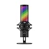 HyperX QuadCast 2 S – Micrófono USB, con iluminación RGB, transmisión y podcasting, con controles integrados, iluminación LED, soporte de choque extraíble, PC, Mac, USB-C – Negro