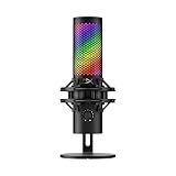 HyperX QuadCast 2 S Microphone USB avec éclairage RVB, Streaming et podcasting, avec Commandes intégrées, éclairage LED, Support Antichoc Amovible, PC, Mac, USB-C – Noir